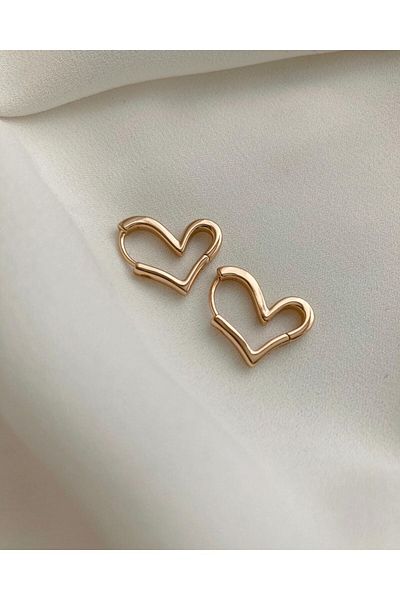 Karem Jewellery Gold Colored Heart Earrings - Clip Detail