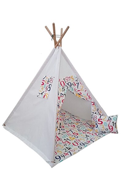 BAŞKAYA SHOPPİNG Ahşap Kızıl Dereli Rakamlı Minderli Çocuk Oyun Çadırı 100% P...