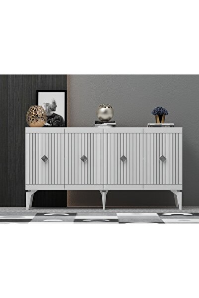 DEMONTE DECOR MİDDAS KONSOL BEYAZ-GÜMÜŞ