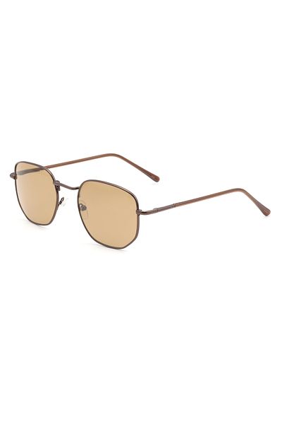 ModaLand Chester Gold - Unisex Black Pentagon Sunglasses