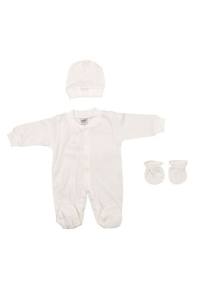 Sebi Combed Cotton Interlock Jumpsuit with Gloves and Headpieces 3 Pieces