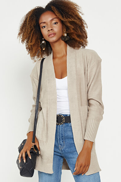 Hopoi سترة نسائية محبوكة بجيوب