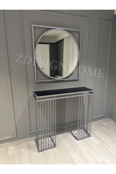 zdesignhome Şıklığıyla Öne Çıkan: 85 cm Ayna + 100x30x90 cm Gümüş Metal Dresu...