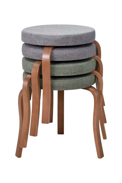 VİLİNZE Ege Kestane Ahşap Ayak İstiflenebilir Mutfak-Balkon Taburesi (4 Adet)