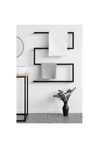 Abronya حامل مناشف الحمام بتصميم معدني باللون الأسود