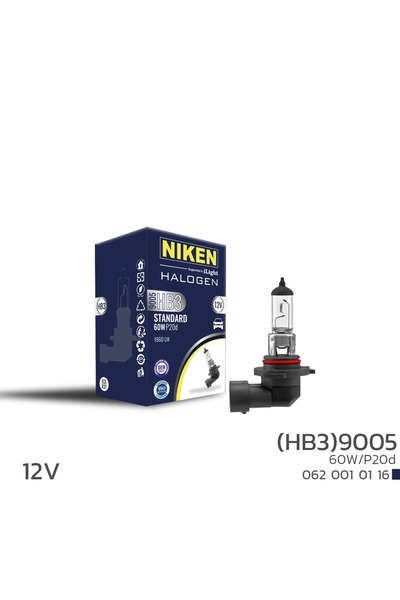 Niken 12V 9005 (HB3) 60W Halojen Ampul P20D
