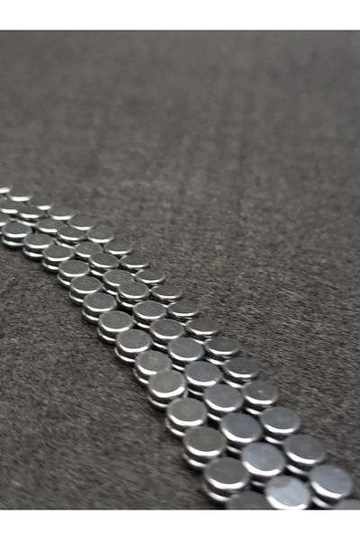 Yüksel Boncuk Circle Hematite Stone Corrugated Natural Stone String