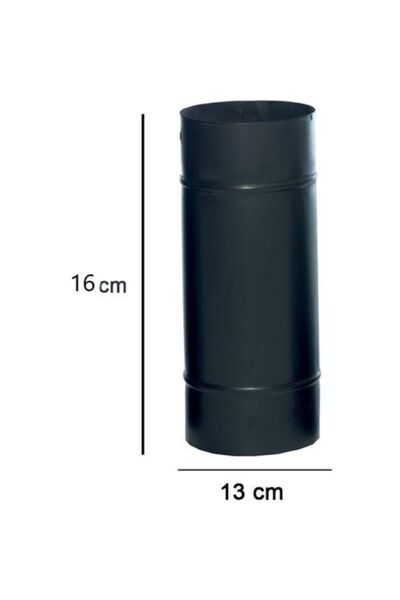 VAV Mühendislik 16 Cm Siyah Mat Emaye Soba Baca Borusu (şömine Için Uygun)