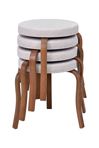 VİLİNZE Ege Kestane Ahşap Ayak Istiflenebilir Mutfak-balkon Taburesi (4 ADET)