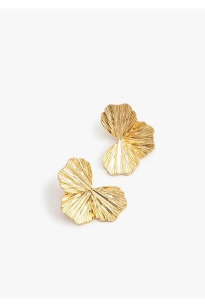 MioArt Gold Flower Patterned Earrings