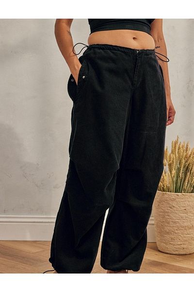 september island Black Velvet Baggy Tech Balloon Trousers