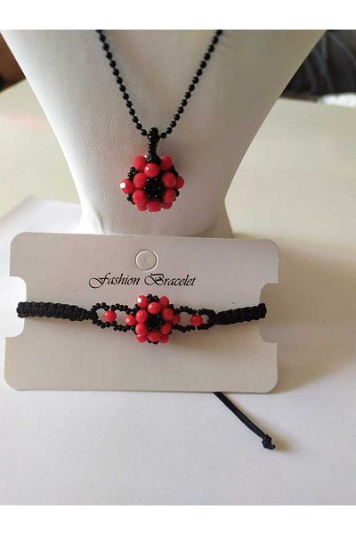 Sam Cevşen Necklace - Bracelet Combination / Handmade Crystal Bead Knitted /