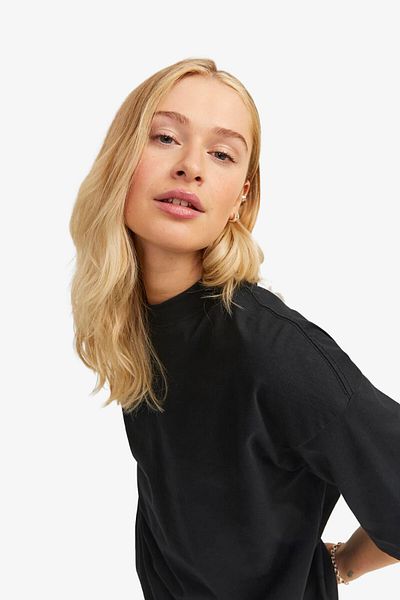 JJXX Tricou negru pentru femei Jxvaleria Oversize 12252007 -negru