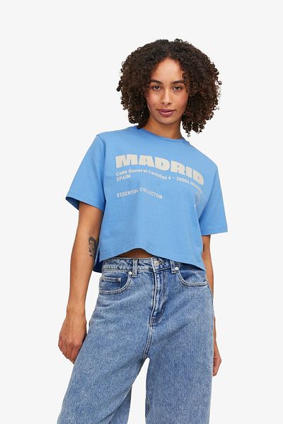 JJXX Tricou albastru Jxjoda pentru femei - 12244372   Albastru argintiu lac