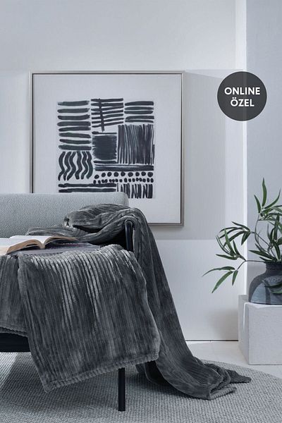 Yataş Anthracite Adel Wellsoft Tv Blanket - 140X190 cm