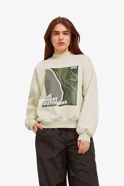 JJXX Γυναικείο λευκό φούτερ Jxella Loose Crew Ls Swt 12241324 -λευκό