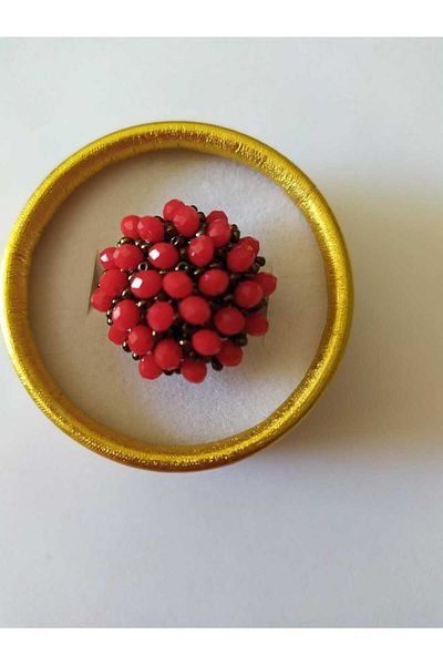 Sam Ring / Handmade Crystal Bead Knitted