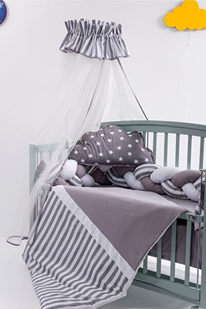 Mini Baby Gray Braided Star Patterned Baby Sleeping Set - 60X120