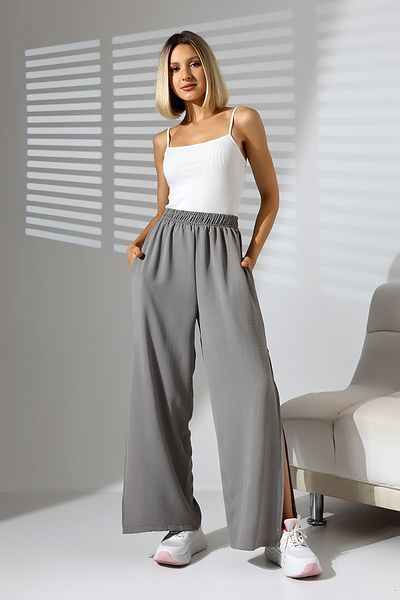 Ladies Pantaloni largi cu fante pe laterale 21143 GRI