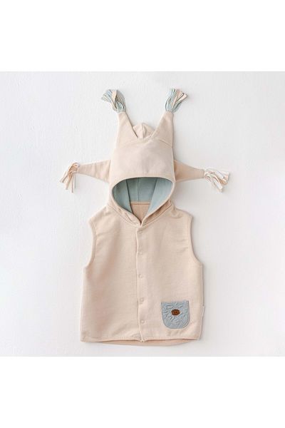 andywawa Baby Boy Hooded Vest Beige Ac25008