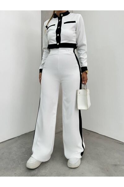 ALLEYTA Női oszmán díszítésű gombos, kiszélesedő szárú nadrágkosztüm