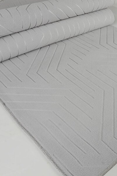 Babil Home Kaymaz Tabanlı Kesme Kabartmalı Koridor Mutfak Hali Gri Yolluk YMR...