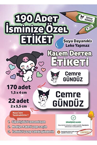 Joyygift KUROMİ HELLO KİTTY DEFTER,KALEM,KİTAP OKUL ETİKETİ STİCKER.