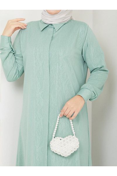 asyadabutik Plus Size Jacquard Long Shirt and Trousers Set - Seasonal