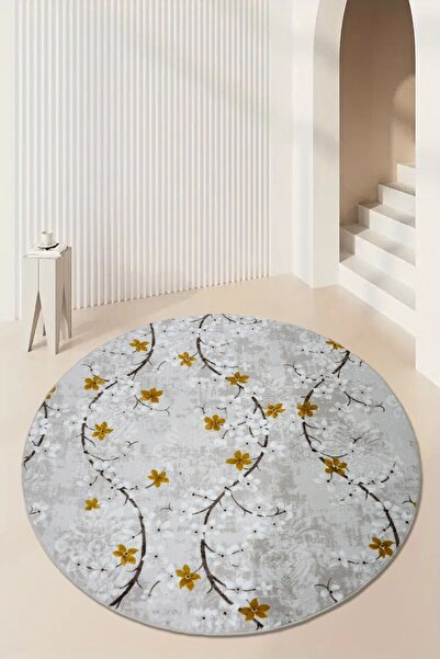 Babil Home Kaymaz Tabanlı Kesme Kabartmalı Salon Koridor Mutfak Hali Gold Yol...