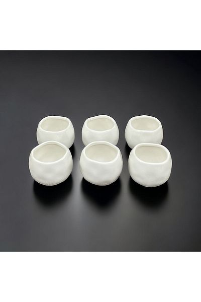 YzHome 6-Piece White Porcelain Beaded Oval Presentation Bowl Plate Jam Sauce Bowl