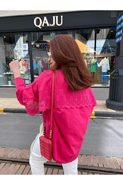 Qaju Cămașă oversize cu detaliu Scallop