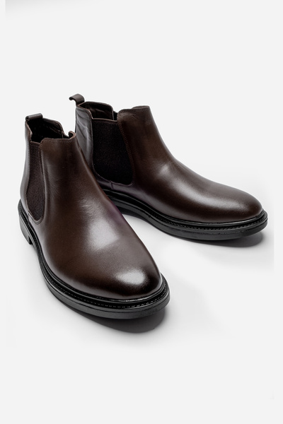 LUSIVE Hakiki Deri Kahverengi Chelsea Erkek Günlük Kışlık Bot LUAS24AL0021