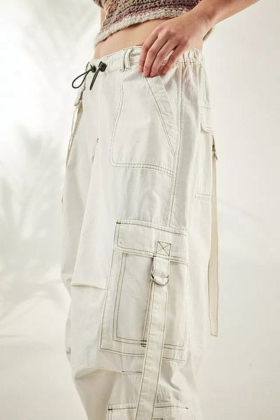 september island White Broken Fringed Cargo Pants