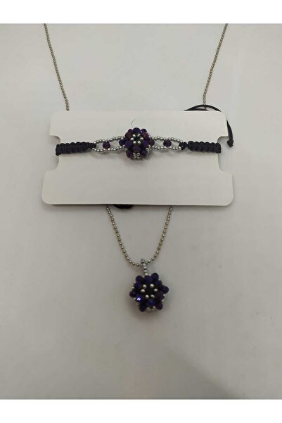 Sam Cevşen Kolye - Bileklik Kombin / El Yapımı Kristal Boncuk Örme /