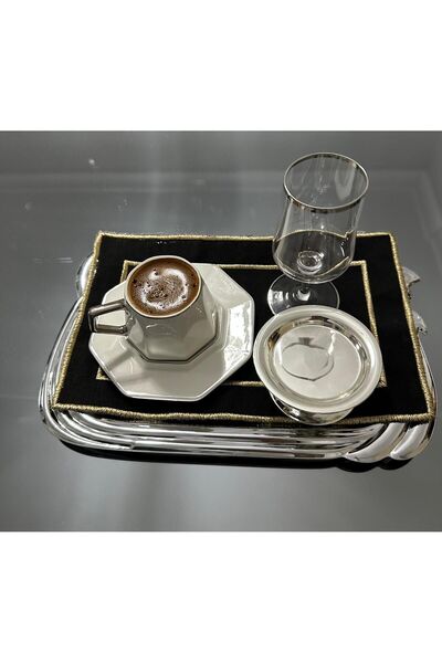 LİNDA MİA غطاء صينية مستطيل مطرز باللون الأسود مقاس 24 × 15