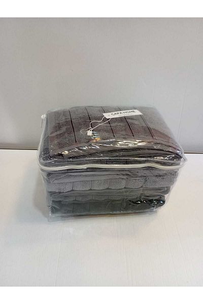 Çapa Home Set of 4 Premium Quality Transparent Cotton Bag Gift Dowry Daily Use Elyüz Head Towels - 50X90