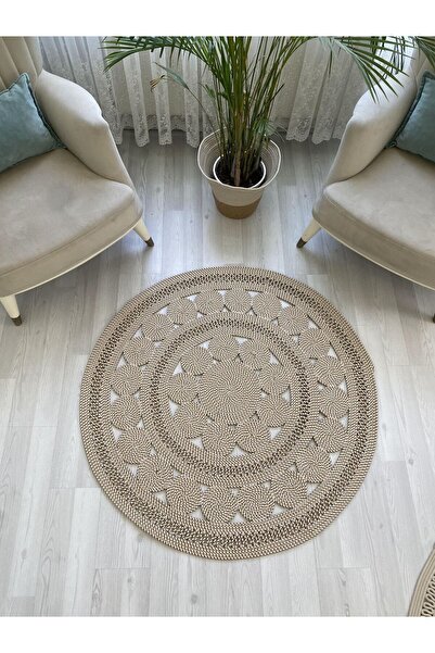 JÜTEX HOME jüt Hasır görünümlü Desenli Modern El Örgüsü daire Halı Kilim