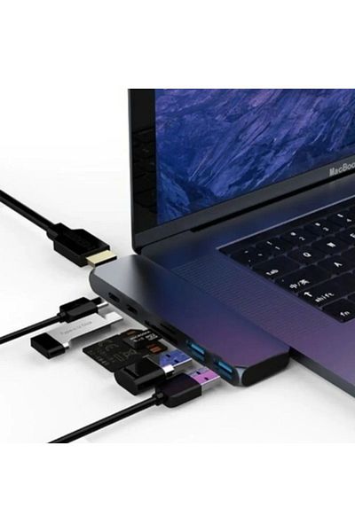 S-Line Fhd0406 7in1 Type-C HDMI USB Hub قارئ بطاقات