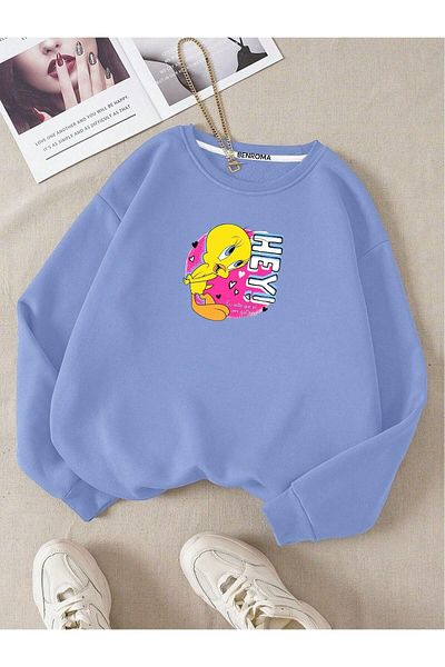 BENROMA Hanorac pentru copii unisex - cu dungi, imprimat Hey, decolteu