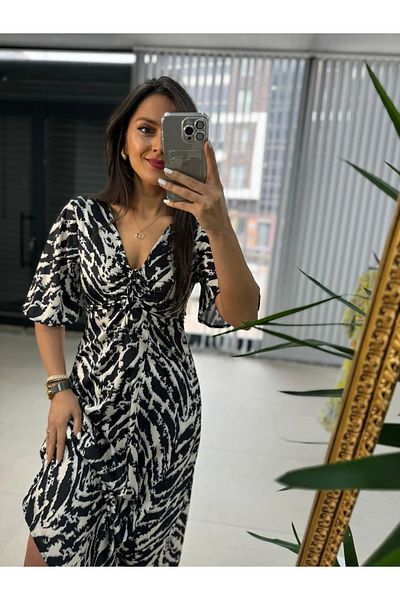caddstore Rochie din satin cu imprimeu zebra - Modelul meu 3407