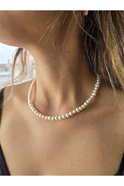 NBS Beautiful Naturel Stones İnci Hakiki Gerçek Kadın Kolye AA Kalite ( Düğün...