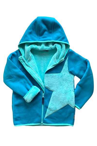 LİTTLE TORTOİSE Cardigan unisex din lână moale și groasă de iarnă cu glugă cu model de stele - păr în interior