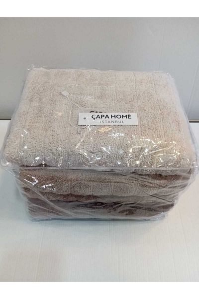 Çapa Home Set of 4 Premium Quality Transparent Cotton Bag Gift Dowry Daily Use Elyüz Head Towels - 50X90