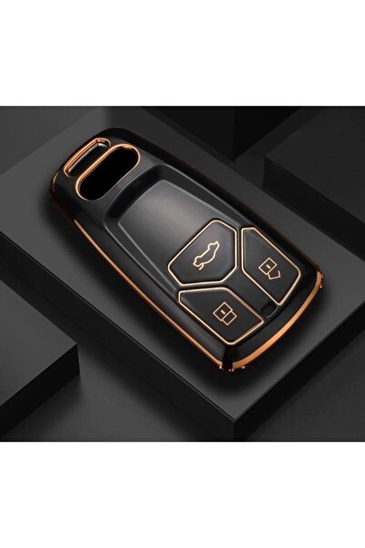 AYZ GARAGE أودي (حافظة جديدة) حافظة مفاتيح سوداء من مادة البولي يوريثان