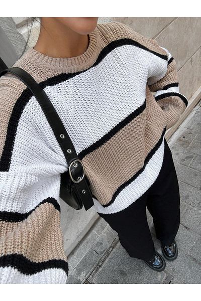 Dier Moda Pulover bluză supradimensionată cu dungi Dier Moda pentru femei