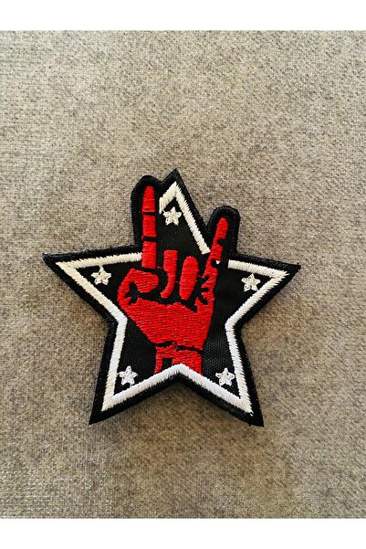 icase Rock and Roll Hand Müzik El Yıldız Nakış Patch Peç Yama dikilebilir yam...