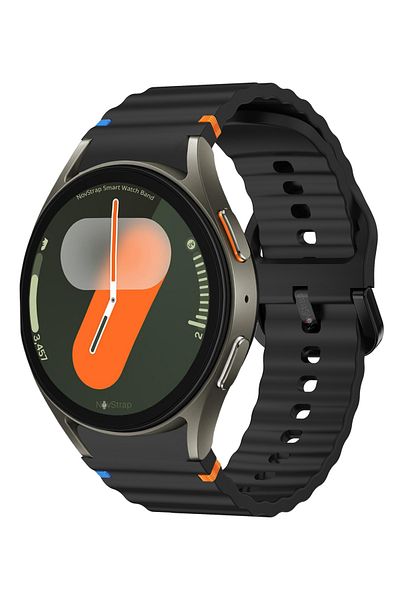 NovStrap سوار سيليكون مموج متوافق مع ساعة سامسونج جالاكسي 7 Fe 6 5 4 40 44 Classic 42 43 45 46 ملم