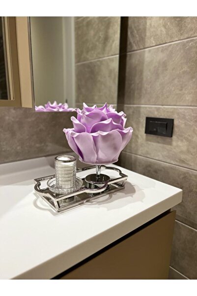 Maison Avf Lila Eva Gül Tasarım Kablosuz Masa Lambası - Alt Gümüş