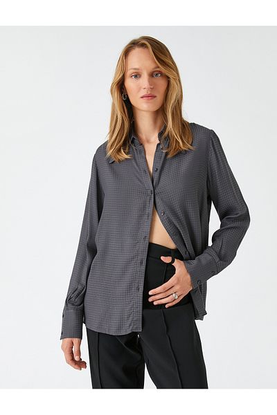 Koton Wide Collar Shirt Long Sleeve