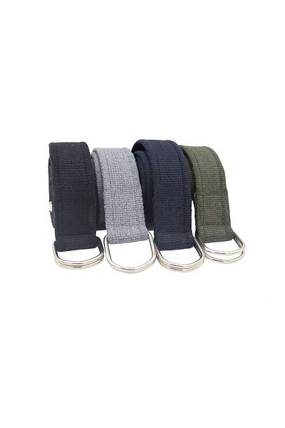Anatolia Unisex 4-Piece Black Gray Navy Blue Green D Buckle Woven Tactical Sport Canvas Cloth Denim Belt